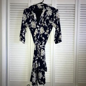 Navy Floral Wrap Dress